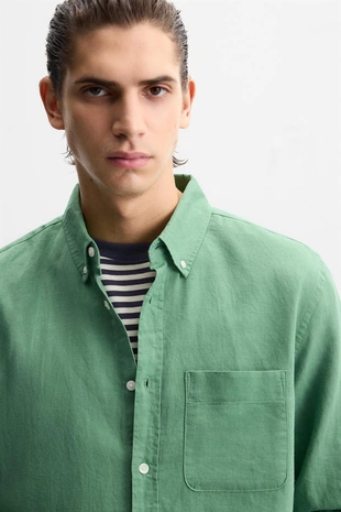 Рубашка из хлопка и льна- Заказать в России