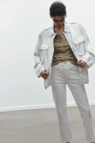 White | 3643/017/250 - Zara Джинсы TRF CROPPED FLARE с высокой посадкой