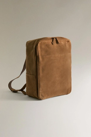 Рюкзак из натуральной кожи с замшевой отделкой- Заказать в России