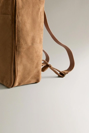 Рюкзак из натуральной кожи с замшевой отделкой- Заказать в России