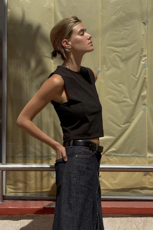 Укороченный топ из хлопка- Заказать в России