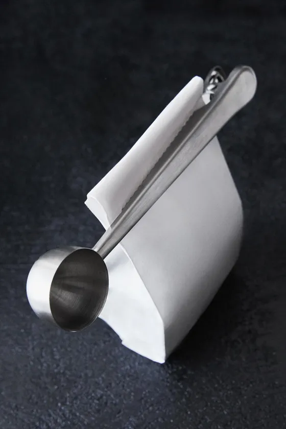 Металлическая ложка для кофе с зажимом