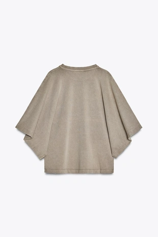 Футболка из ткани с эффектом потертости с широкими рукавами- Заказать в России