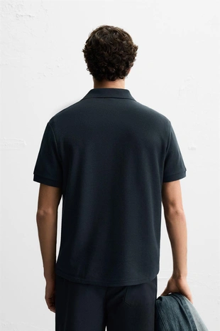 Navy blue | 4087/467/401 - Zara Поло с застежкой-молнией