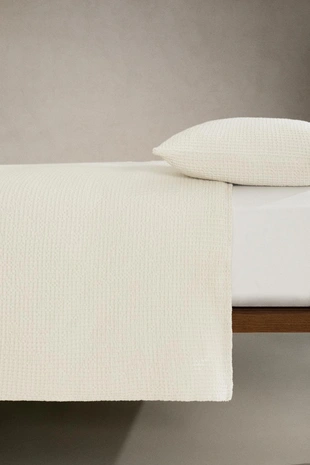 Oyster-white | 1127/006/251 - Zara Мини покрывало из хлопка с рельефным узором