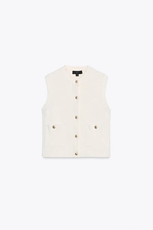 Однотонный трикотажный топ без рукавов- Заказать в России