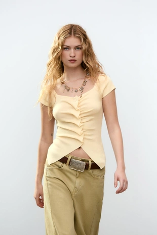 Трикотажный топ со сборками- Заказать в России