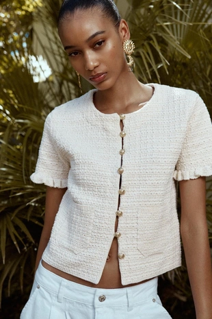 Трикотажный кардиган с воланами - Заказать в России