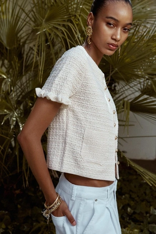 Трикотажный кардиган с воланами - Заказать в России