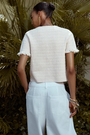 Трикотажный кардиган с воланами