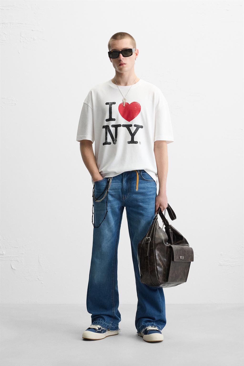 【ZARA】I LOVE NEW YORK Ｔシャツ オフホワイト 4393/429/251 I LOVE NEW YORK ® T-SHIRT - Black | ZARA Spain