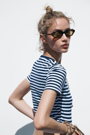 Купить Zara Укороченная футболка из эластичной ткани