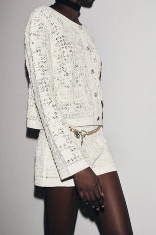 Кардиган из кружева кроше с пуговицами- Заказать в России