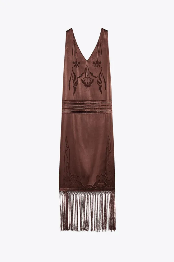 ПЛАТЬЕ С ВЫШИВКОЙ И БАХРОМОЙ — ZW COLLECTION
