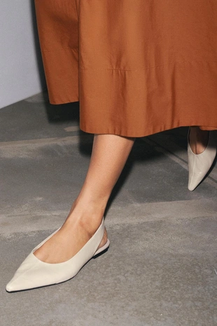 Кожаные балетки без задников - Заказать в России