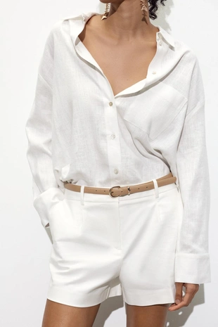 Шорты с ремнем и защипами- Заказать в России