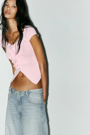 Трикотажный топ со сборками- Заказать в России