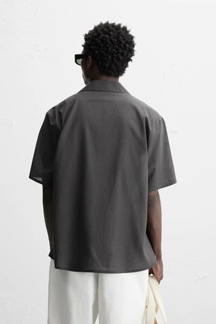 Anthracite grey | 5588/407/807 - Zara Рубашка из хлопка вуаль