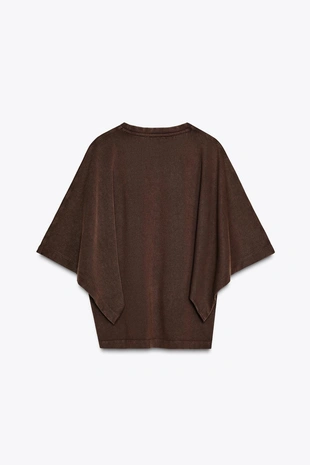 Футболка из ткани с эффектом потертости с широкими рукавами- Заказать в России