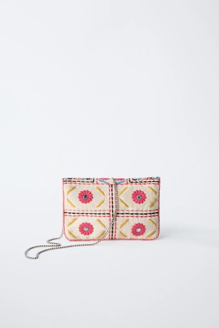 Сумка с зеркальными деталями и плечевым ремнем- Заказать в России