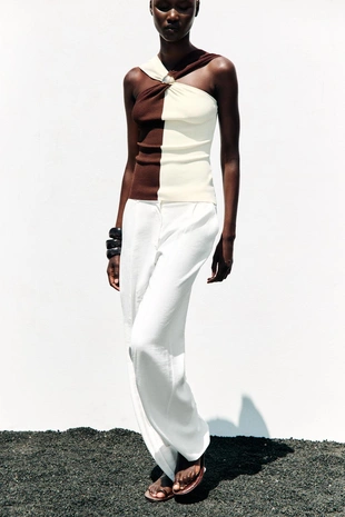 Трикотажный топ с вырезом халтер- Заказать в России