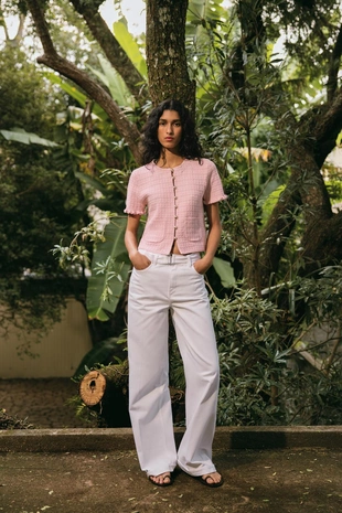 Трикотажный кардиган с воланами