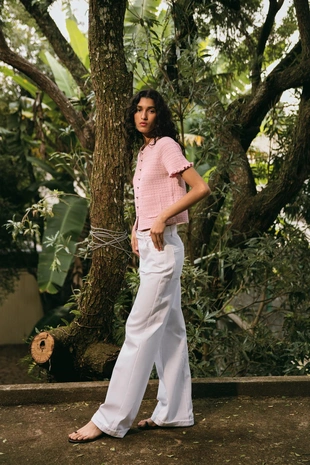 Трикотажный кардиган с воланами