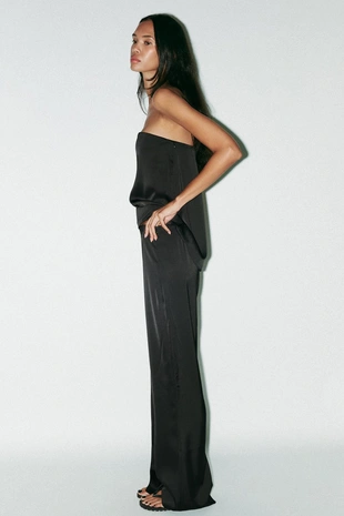 Атласные брюки с высокой посадкой- Заказать в России