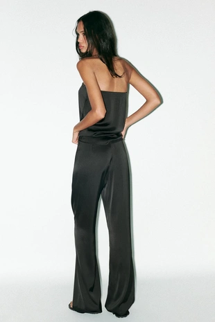 Атласные брюки с высокой посадкой- Заказать в России