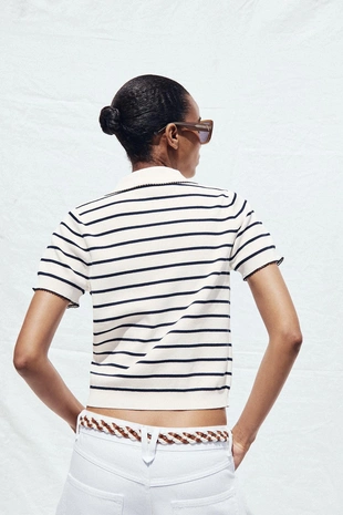 Трикотажный топ с окантовкой- Заказать в России