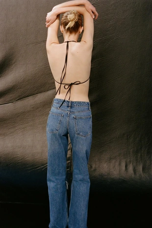 Джинсы со средней посадкой  и разрезами TRF WIDE LEG- Заказать в России