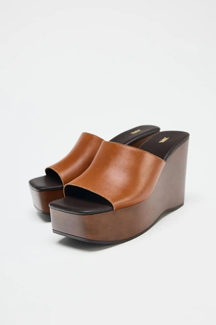 Brown | 1319/610/105 - Zara Кожаные туфли на танкетке