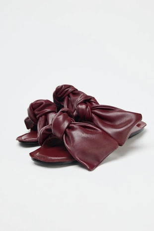 Кожаные сандалии с бантами- Заказать в России