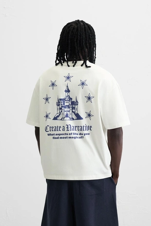 Oyster-white | 0495/311/251 - Zara Футболка с графическим принтом