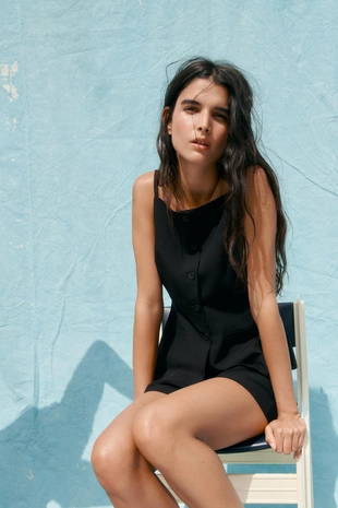 Топ-жилет с пуговицами- Заказать в России