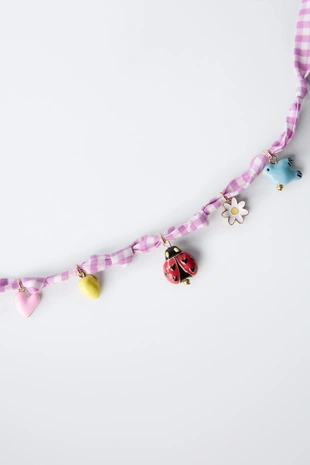 Купить Zara GINGHAM BEADED NECKLACE