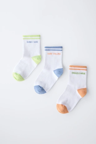 Набор из 3 пар носков в полоску и с текстовым принтом- Заказать в России