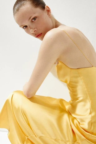 Yellow | 8032/351/323 - Zara Длинное атласное платье