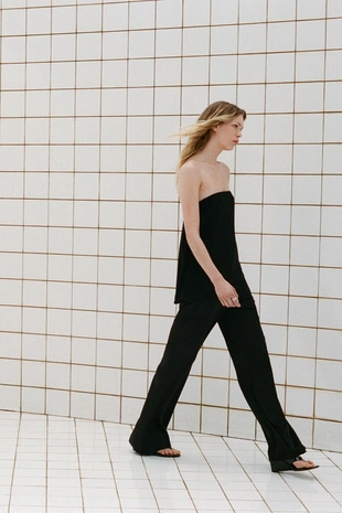 Атласные брюки с высокой посадкой- Заказать в России