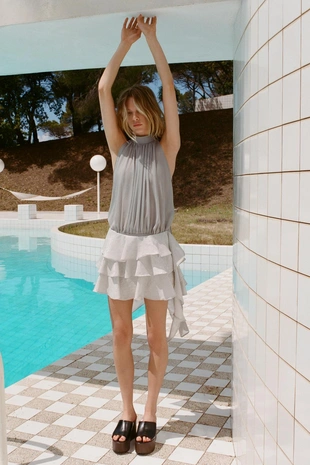 Silver | 2180/409/808 - Zara Мини-юбка с асимметричными воланами