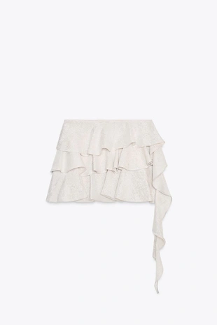 Мини-юбка с асимметричными воланами- Заказать в России