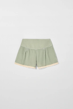 Light green | 1758/250/912 - Zara Шорты из вельвета с кружевом KATE MOSS X ZARA
