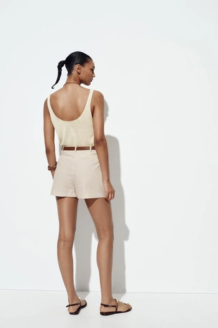 Юбка-шорты в полоску с ремнем- Заказать в России