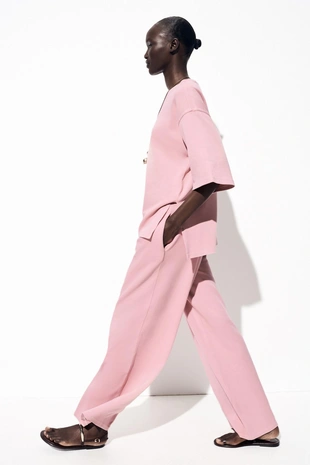 Брюки из ткани с эффектом потертости- Заказать в России