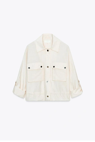 Короткая рубашка сафари с отворотами на рукавах- Заказать в России