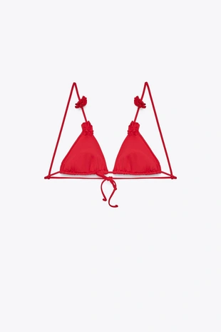 RAISED FLORAL TRIANGLE BIKINI TOP- Заказать в России