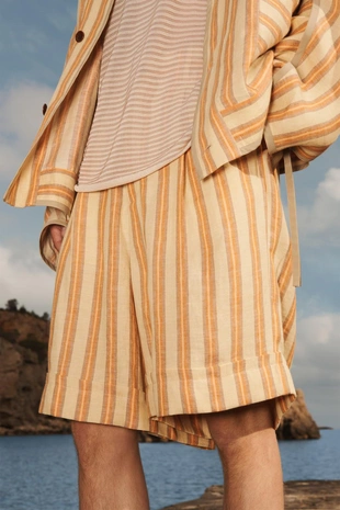LIMITED EDITION полосатые бермуды из льна- Заказать в России
