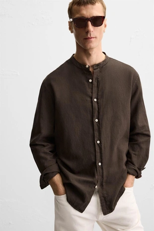 Рубашка из хлопка и льна- Заказать в России