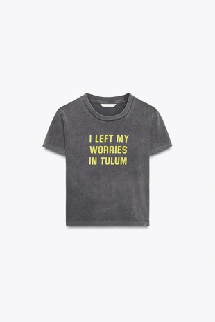 Футболка из ткани с эффектом потертости с надписью- Заказать в России