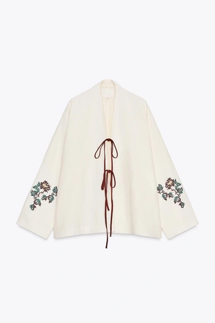 Кимоно из 100% льна с вышивкой- Заказать в России